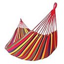 GOCAN Brazilian Double Hammock 2 Person Extra Large 250x160cm Total Length 350cm Load 500lb Canvas Cotton Hammock for Patio Porch Garden Backyard Lounging Outdoor and Indoor(Rainbow) XXXL