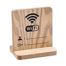 GORGECRAFT Wooden WiFi Sign Password Wood Freestanding Board Display Holder with Wood Base Stand for Home or Business Table Office