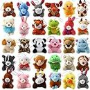 32 Piece Mini Plush Animal Toy Set, Cute Small Animals Plush Keychain Decoration for Themed Parties, Kindergarten Gift Giveaway, Teacher Student Award, Goody Bags Filler For Boys Girls Child Kid
