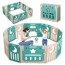 Baby Playpen Playard 14 Panels Safety Kids Indoor Baby Fence W/ Activity Board