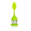 Octavius Silicone Tea Leaf Infuser with Long Leaf Shape Handle, Stainless Steel Infuser with Drip Tray | Perfect for Steeping Loose Leaf Tea in Tea Cup/Mug/Teapot. (Pack of 1)