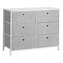 SONGMICS Storage Dresser with 6 Drawers for Closet, Nursery, Dorm Room, 31.5" L, Light Grey ULTS23W