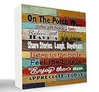 kunlisa On the Porch Wooden Box Sign Desk Decor,Rustic Wood Block Plaque Box Sign for Home Patio Garden Cubicle Wall Shelf Tabletop Decoration,Housewarming Gifts,Gifts for Porch Lovers