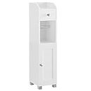 VASAGLE Small Bathroom Storage Cabinet, Toilet Paper Holder with Storage, Toilet Paper Storage Cabinet, Bathroom Organizer with Adjustable Shelf, Water-Proof Feet, for Small Spaces, White UBBC846P31