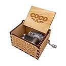Hand Crank Music Box COCO Plays Remember Me,18 Note Wooden Classic Engraved Musical Box Gift Collections Decoration(COCO 1)