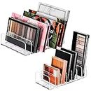 2 Pack Makeup Palette Organizer, 7 Sections Acrylic Eyeshadow Palette Organizer Holder Clear Blusher Highlight Face Powder Cosmetic Storage Display Stand for Bedroom Drawer Bathroom Vanity Countertop