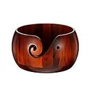 Small Wooden Yarn Bowl, 6 x 3 Inches Rosewood Handmade Craft Knitting Bowl Storage with Holes Crochet Bowl Holder for DIY Knitting Crocheting Accessories