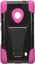Eagle Cell PHNK521YSTHPKBK HypeKick Hybrid Protective Gummy TPU Case with Kickstand for Nokia Lumia 521, Retail Packaging, Hot Pink/Black