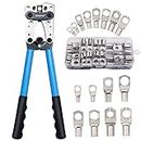 Brileine Battery Cable Crimping Tool 10-1 AWG with 8 Sizes 60Pcs Copper Ring Terminals Battery Terminal Crimper Set for Heavy Duty Wire Lugs, Battery Cable Lug Crimping Tool