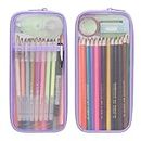 BOVKE Grid Mesh Pencil Case Pen Marker Bag Clear Cute Pencil Pouch School Stationery Organizer Teen Girls Boys Transparent Art Supplies Case Travel Office College Gift for Adluts Students, Purple