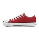 Hurriman Women's Canvas Low Top Sneaker Casual Fashion Lace Up Walking Comfortable Tennis Shoes Red