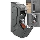 Fingerprint Gun Safe, 3 in 1Pistol Safe Box(Fingerprint Biometric+Password + Spare Key Unlocking), Steel Security Guns Strongbox, Low-voltage Alarm, for Desk Cabinet