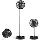 Collapsible Oscillating Fan, Rechargeable Battery Operated, Max. 13H Work Time, Strong & Quiet, 180° Pivot & 60° Oscillating Head, Portable Pedestal Fan with Extension Rod for Home Office Outdoor