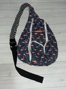 KAVU Rope Sling Bag Navy & Pink Vintage Flamingo Backpack Retired Design