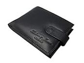 Hudson & James Designer London Real Leather Mens Wallet Credit Carder Holder Bifold Purse with Gift Box (Jet Black)