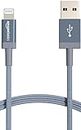 Amazon Basics Nylon USB-A to Lightning Cable Cord, MFi Certified Charger for Apple iPhone, iPad, Dark Gray, 6-Ft