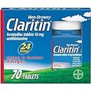 Claritin 24 Hour Allergy Medicine, Non-Drowsy Prescription Strength Allergy Relief, Loratadine Antihistamine Tablets, 70 Count
