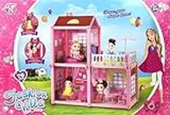 3 Room Princess Dollhouse Kit- Includes Doll House Asseccories and Furniture- Pretend Play Building Toys with Doll Kids Playset (76 Pcs)