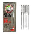 SSKR Premium Organ Art and Craft Stainless Steel Needles | Size 14 | HAx1-14/90 | Set of 05 Needles | Home Use Sewing Machine Needle (Pack of 05 Needles Set) | Needle Type : One Side Flat