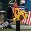 Magnet-Mailbox-Covers with American-Sunflower US-Flag Stripes - Post-Letter-Wraps 18x21in for July-4th-Independence Day Memorial-Day