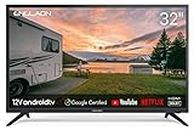 ENGLAON 32 Inch HD Smart TV with LED Android 11 12V Display with Built-in Bluetooth 5.0 & Chromecast for Caravan Motorhome Camper Or RV