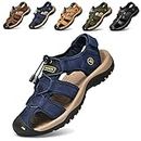 Men Sandals Closed Toe Walking Fastening Hiking Sport Shoes Leather Sandals