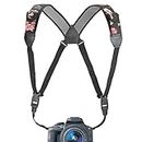USA Gear DSLR Camera Strap Chest Harness with Quick Release Buckles, Floral Neoprene Pattern and Accessory Pockets - Compatible with Canon, Nikon, Sony and More Point and Shoot, Mirrorless Cameras