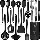 Silicone Cooking Utensils Set - 446°F Heat Resistant Kitchen Utensils,Turner Tongs,Spatula,Spoon,Brush,Whisk,Kitchen Utensil Gadgets Tools Set for Nonstick Cookware,Dishwasher Safe (BPA Free)
