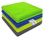 SOFTSPUN Microfiber Cleaning Cloths, 4pcs 40x40cms 340GSM Multi-Colour! Highly Absorbent Lint and Streak Free Multi -Purpose Wash Cloth for Kitchen Window Stainless Steel Silverware.