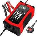 Haisito Car Battery Charger, 12V/10A 24V/5A Car Battery Charger Automatic 7-Stages Intelligent Charging with LCD Display, Trickle Charger Maintainer for Lithium/LiFePO4/Lead-Acid(AGM,GEL,EFB,etc)