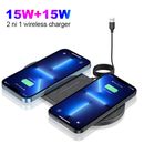 Fast Wireless Charger Dual Charging Mat Pad For Apple iPhone 15 Pro Max 14 13 12