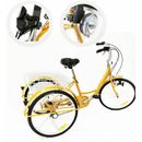 Senderpick - 24 Zoll Erwachsene Dreirad 6-gang 3-rad Fahrrad Mit Lamp Mit Korb Adult Tricycle