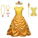 Beauty and the Beast Belle Princess Cosplay Costume Gifts Kids Girls 3-9Y