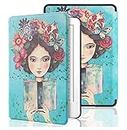 SwooK Classic Printed Magnetic Flip Cover Case for 6.8" Kindle Paperwhite 11 11th Generation 2021 / Kindle Paperwhite Signature Edition Soft Back Flip Cover Case (Reading Girl)