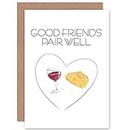 Wee Blue Coo CARD GREETING FRIENDSHIP GOOD PAIR CHEESE WINE GIFT