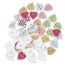 Gogogmee 50pcs Handmade Wood Chips Clothing Accessories Simple Button Wood Buttons Coat Clothing Decorations Leaf Shape Button Decorative Sewing Buckles Garment Buttons T-Shirt Button