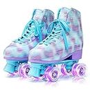 Ruthfot Roller Skates for Women and Girls with Double-Row Four Light up Wheels, High-top PU Leather Rollerskates