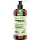 Wild Caught Fish Oil for Dogs - Omega 3-6-9, Reduces Shedding, Supports Skin, Coat, Joints, Heart, Brain, Immune System - Highest EPA & DHA Potency - Only Ingredient is Fish - 473 ml Deley Naturals