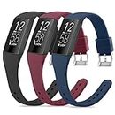 Vancle Slim Bands Compatible with Fitbit Charge 4 / Charge 3 / Charge 3 SE Bands, Classic Soft Replacement Wristband Sport Strap for Fitbit Charge 4 and Charge 3 Women Men (#D, Black/Wine Red/Navy Blue)