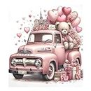 Valentine Pink Truck with Cute Bear Magnet Dishwasher Cover Decorative Kitchen Panel Decal Cute Magnetic Dish Washer Cover for Kitchen Appliance Decor 23 x 26 Inches