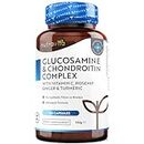 Glucosamine and Chondroitin Complex – 180 High Strength Capsules – Contributes to The Maintenance of Normal Immune System – with Vitamin C, Turmeric, Ginger and Rosehip – Made in The UK by Nutravita