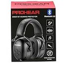 PROHEAR 037 Bluetooth 5.0 Hearing Protection Headphones with Rechargeable 1100mAh Battery, 25dB NRR Safety Noise Reduction Ear Muffs with 40H Playtime for Mowing, Workshops, Snowblowing - Black