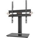 Universal Swivel TV Stand - Table Top TV Stand for 27-55 inch LCD LED TVs - Height Adjustable TV Base Stand with Tempered Glass Base & Wire Management, VESA 400x400mm HT06B-002