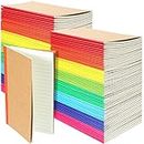 Bulk A5 Composition Notebooks Kraft Lined Journals with Rainbow Spines Kraft Cover Travel Journal for Kids Girls Boys Students Home Office School College Supplies, 8.3 x 5.5 Inch, 60 Pages (104 Packs)