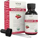 Organic Rosehip Oil For Face | 30ml Pure, Cold Pressed Moisturizing Rosehip Seed Oil, Face Oil for Hair, Skin & Nails