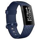 Tobfit Watch Strap Compatible with Fitbit Charge 4 / Fitbit Charge 3 (Watch Not Included), Removable Soft Belts for Charge 3/4 Wristband, Smartwatch Band for Men & Women (L, Navy Blue)