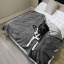 Waterproof Dog Blanket, Pet Pee Proof Fleece Sherpa Throw Blanket for Sofa Couch Bed Protection, Washable Reversible Furniture Protector Cover 203 x 152 cm Grey