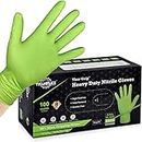 TITANflex Thor Grip Heavy Duty Green Industrial Nitrile Gloves, 8-mil, Small, Box of 100, Latex Free, Raised Diamond Texture Grip, Powder Free, Food Safe, Rubber Gloves, Mechanic Gloves