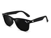 ELEGANTE Polarized Classic Wayfarer Sunglasses for Men with Spring Hinges Black sunglasses for men Size M (C1 BLACK)