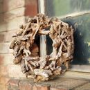 Corona de madera de raíz decoración naturaleza marítima decoración rústica para casa y jardín Ø 40 cm